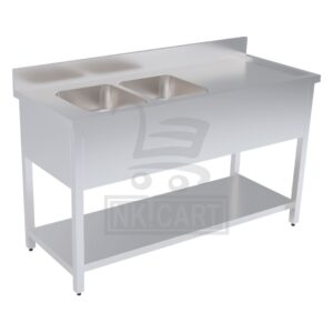 Stainless steel double bowl sink with drain board by Nice kitchen
