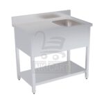 Stainless steel single bowl sink with drain board