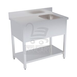 Stainless steel single bowl sink with drain board